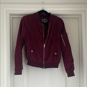 Women's Burgundy Maroon Bomber Jacket